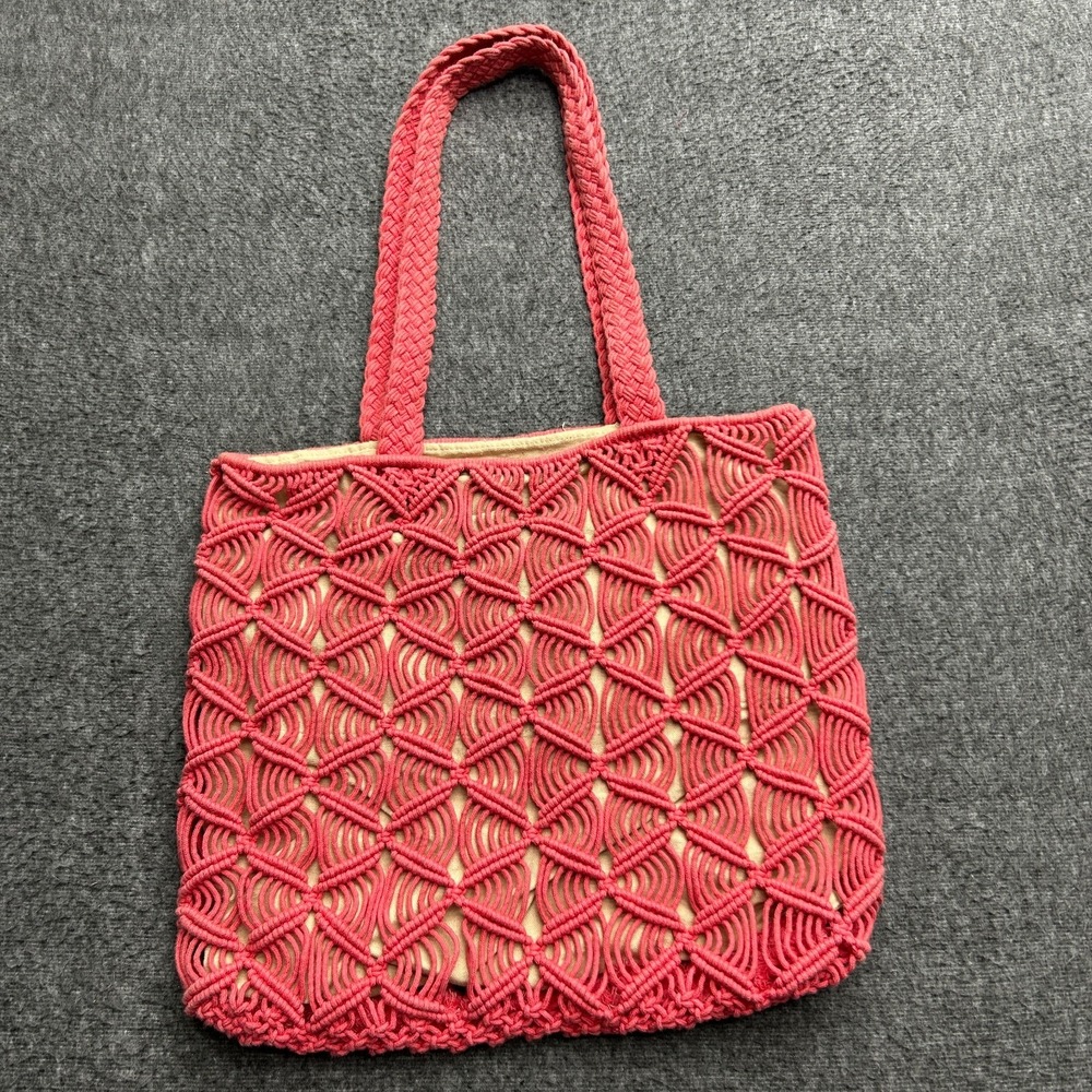 Lucky Brand Tote Bag Purse Boho Crochet Vintage Beach Cottage Festival